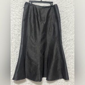NEWPORT NEWS JEANOLOGY VINTAGE GRUNGE MERMAID HEM DARK GRAY DENIM SKIRT, SIZE 14